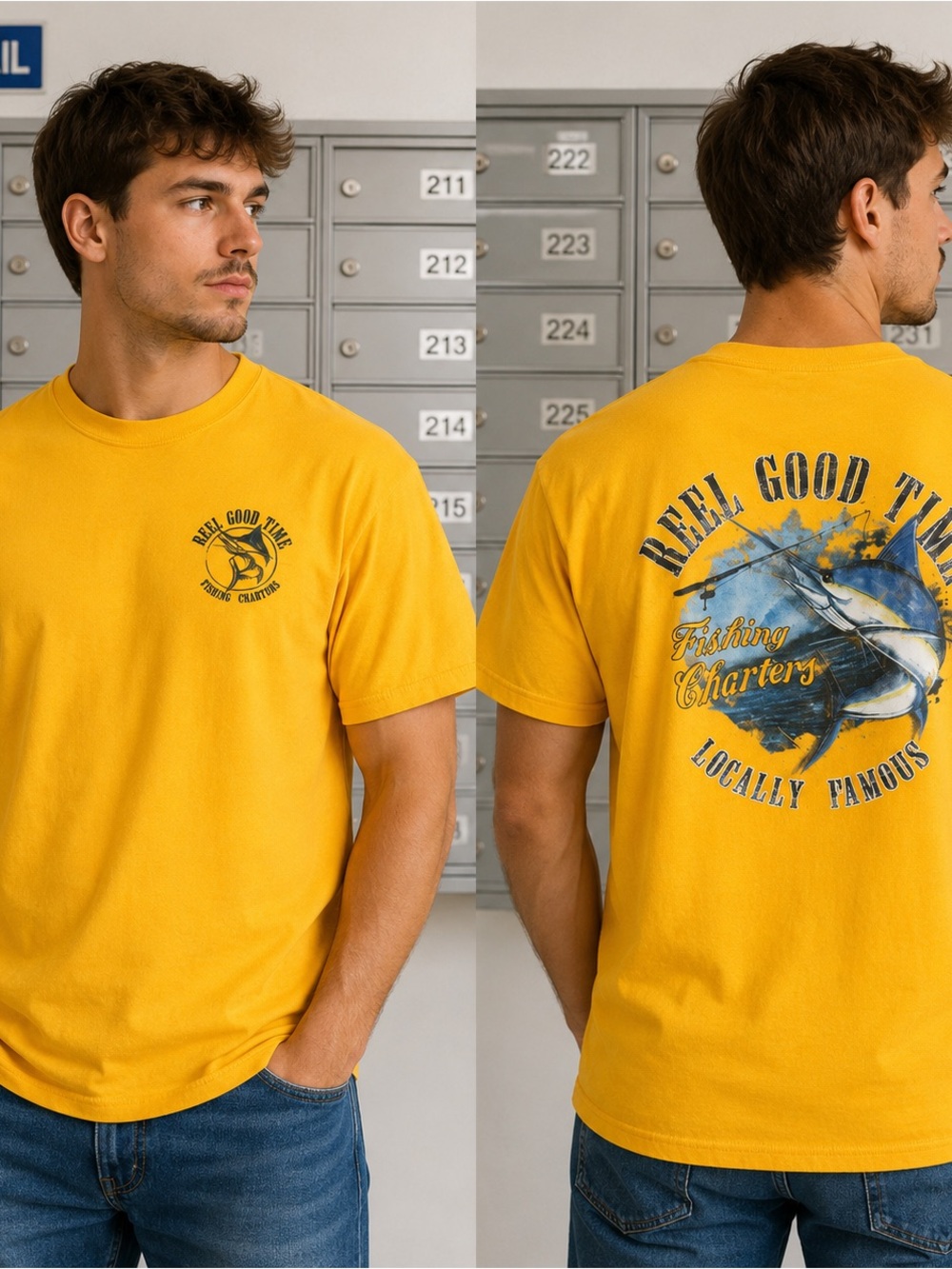 Well Worn Fishing Charters Short-Sleeve T-Shirt - Yellow